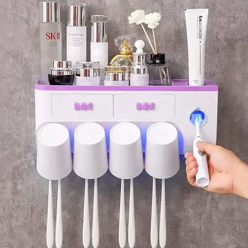 Bathroom Accessories organizer Toothbrush Holder Automatic Toothpaste Dispenser Holder Toothbrush Wall Mount Rack Tools Set
Bathroom Accessories organizer Toothbrush Holder Automatic Toothpaste Dispenser Holder Toothbrush Wall Mount Rack Tools Set