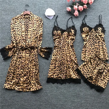 4 Pieces Women Pajamas Sets Satin Sleepwear Silk Nightwear Pyjama Spaghetti Strap Sleep Lounge Pijama with Chest Pads
4 Pieces Women Pajamas Sets Satin Sleepwear Silk Nightwear Pyjama Spaghetti Strap Sleep Lounge Pijama with Chest Pads