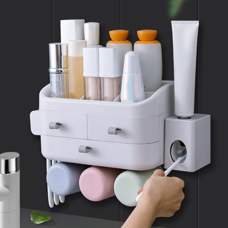 Multifunctional Toothbrush Holder Bathroom Accessories Set Automatic Toothpaste Dispenser Holder Cosmetic Double Storage
Multifunctional Toothbrush Holder Bathroom Accessories Set Automatic Toothpaste Dispenser Holder Cosmetic Double Storage