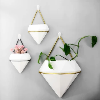 Ceramic Triangle Air Planter Pot Wall Hanging Decor Container Great For Succulent Cactus Plant Holder Pot Home Decoration 
Ceramic Triangle Air Planter Pot Wall Hanging Decor Container Great For Succulent Cactus Plant Holder Pot Home Decoration