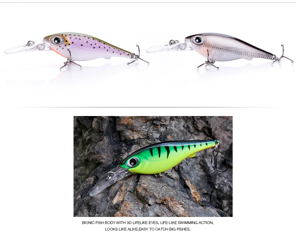 TREHOOK 7.4cm 4g Floating Wobblers Black Minnow Fishing Lure Crankbait Artificial Lures Hard Bait Fishing Products Tackle Lures 016