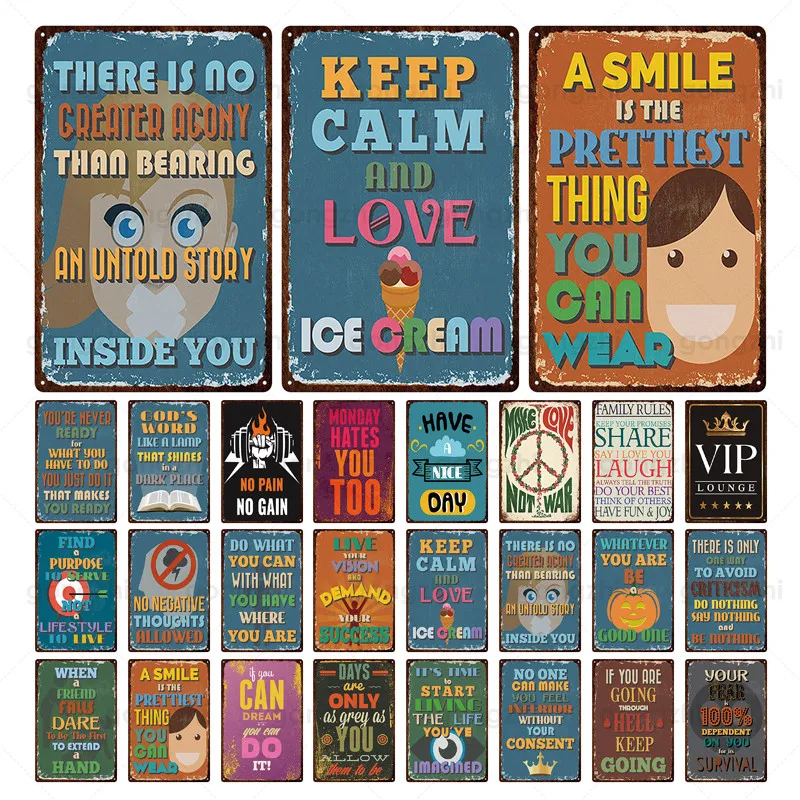 Color English Inspirational Motto Smile Metal Tin Sign Tin Painting Creative Metal Plaque Decoration Wall Painting Wall Sticker
Color English Inspirational Motto Smile Metal Tin Sign Tin Painting Creative Metal Plaque Decoration Wall Painting Wall Sticker