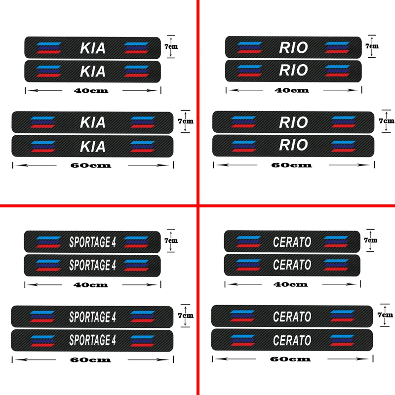 4 шт. автомобильные наклейки на порог двери для Kia Sportage 3 Rio Накладка автомобиля
