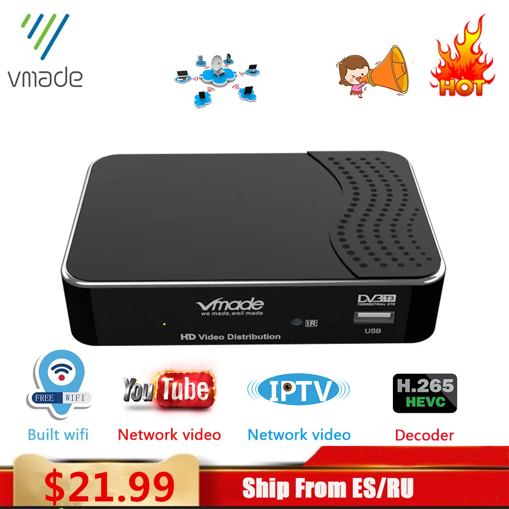 Vmade 2020 Set top box DVB T2 Tterrestrial receive full HD 1080P DVB T2 H.265 decode support built WIFI youtube AC-3 TV BOX
Vmade 2020 Set top box DVB T2 Tterrestrial receive full HD 1080P DVB T2 H.265 decode support built WIFI youtube AC-3 TV BOX