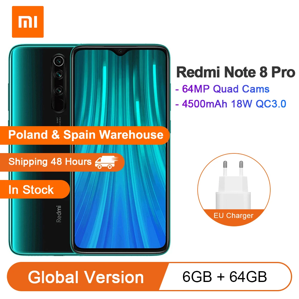 Глобальная версия смартфона Xiaomi Redmi Note 8 Pro 6 ГБ + 64 MTK Helio G90T 4500 мАч 18 Вт QC 3 0 NFC