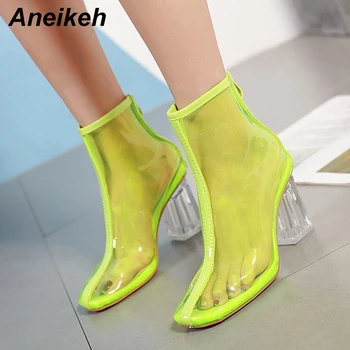 Aneikeh 2019 Novelty PVC Women's Boots Zip Ankle Square Toe Clear Glass Square Heels Shallow Wedding Transparent White Size 3-9
Aneikeh 2019 Novelty PVC Women's Boots Zip Ankle Square Toe Clear Glass Square Heels Shallow Wedding Transparent White Size 3-9