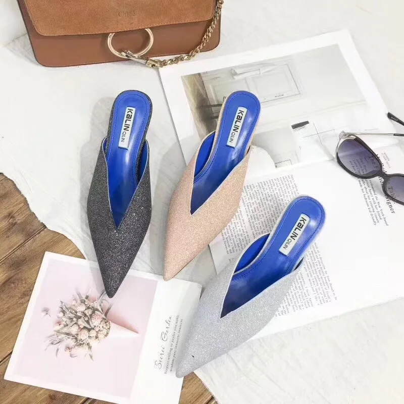 Fashion Slipper Women's Summer New Style Pointed-Toe Low Heel Cutout-Back Sandals Simple Fashion Spool Heels WOMEN'S Shoes
Fashion Slipper Women's Summer New Style Pointed-Toe Low Heel Cutout-Back Sandals Simple Fashion Spool Heels WOMEN'S Shoes