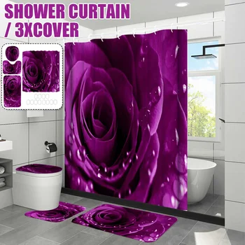 180x180cm Bathroom Set Shower Curtain Non-slip Mats Bath Carpets Toilet Seat Cover Lid Floor Mat Bathroom Decor Purple rose
180x180cm Bathroom Set Shower Curtain Non-slip Mats Bath Carpets Toilet Seat Cover Lid Floor Mat Bathroom Decor Purple rose