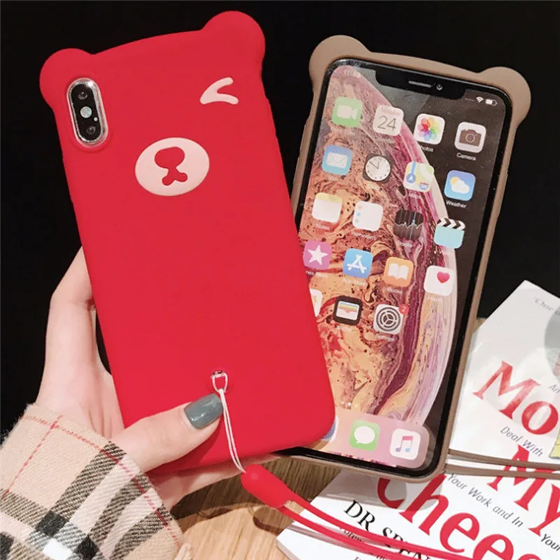 For iphone X XS XR XS Max Cute Bear Silicone Phone Case For iphone 8 7 6 6S Plus Soft Shell Drop Protection Sleeve Lanyard
For iphone X XS XR XS Max Cute Bear Silicone Phone Case For iphone 8 7 6 6S Plus Soft Shell Drop Protection Sleeve Lanyard