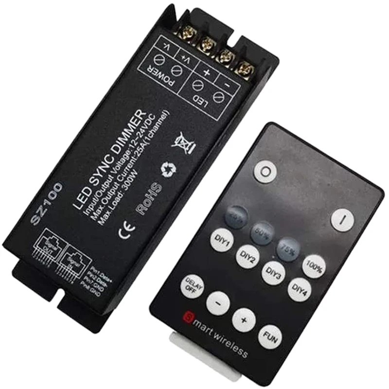 300W 25A DIY Led Controller Dimmer DC12V 24V RF Wireless Remote to Control Single Color Led Strip Light SMD 3528 5050 5630
300W 25A DIY Led Controller Dimmer DC12V 24V RF Wireless Remote to Control Single Color Led Strip Light SMD 3528 5050 5630