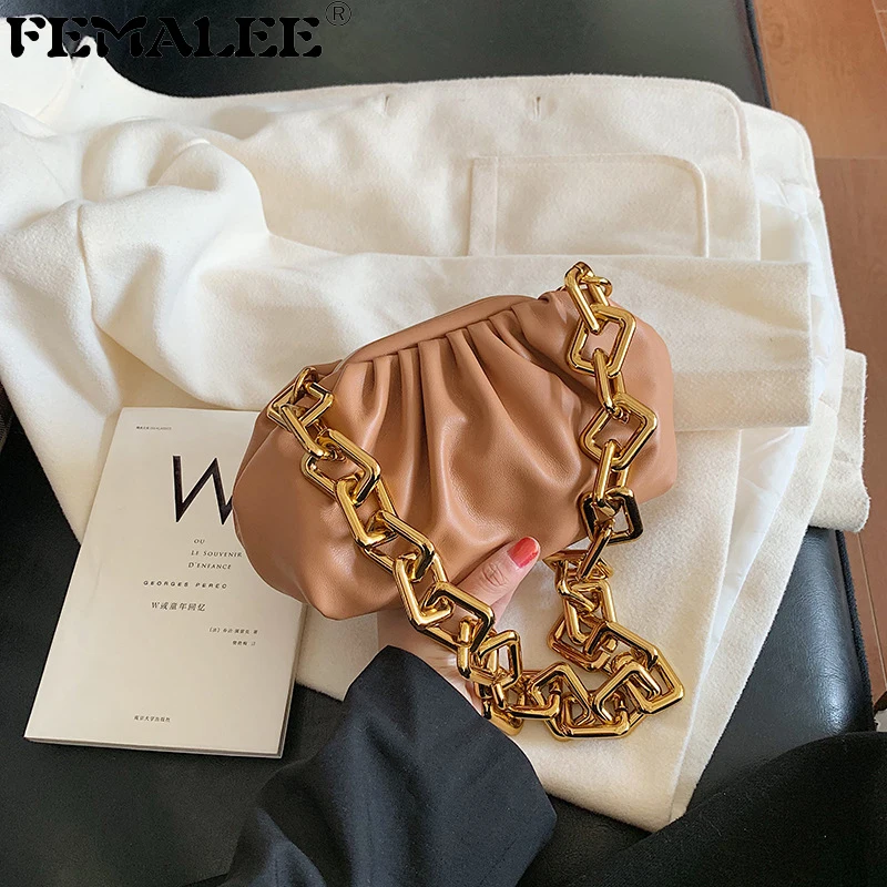Leather Envelope Cloud Bag Soft Wrinkled Dumpling Shoulder Messenger Bag Big Chains Handbags Designer Evening Clutch Pouch Purse 
Leather Envelope Cloud Bag Soft Wrinkled Dumpling Shoulder Messenger Bag Big Chains Handbags Designer Evening Clutch Pouch Purse