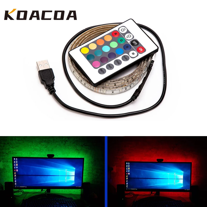 Светодиодная лента RGB 2835SMD 5 В USB гибкий светодиодный светильник 1 м 2 3 4