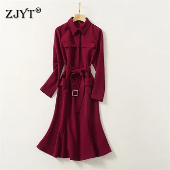 Europe Fashion 2020 New Runway Designers Long Sleeve Autumn Dress Women Elegant Solid Turn Down Collar Trumpet Party Vestidos
Europe Fashion 2020 New Runway Designers Long Sleeve Autumn Dress Women Elegant Solid Turn Down Collar Trumpet Party Vestidos