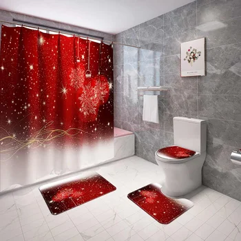 3+1Pcs Christmas Design Shower Curtain Toilet Seat Cover Flannel Mat Non-Slip Waterproof Rugs Toilet Lid Cover Bathroom Decor
3+1Pcs Christmas Design Shower Curtain Toilet Seat Cover Flannel Mat Non-Slip Waterproof Rugs Toilet Lid Cover Bathroom Decor