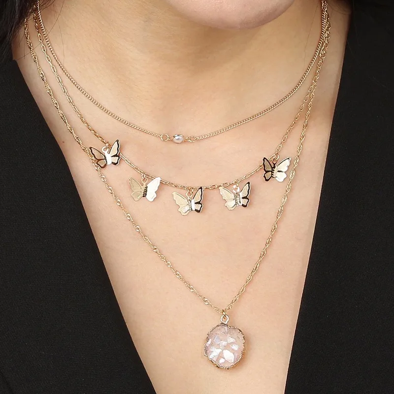 2020 New Sequin Charm Butterfly Necklace for Women Heterogeneous Natural Stone Pendant Multi-chain Layered Necklace
2020 New Sequin Charm Butterfly Necklace for Women Heterogeneous Natural Stone Pendant Multi-chain Layered Necklace
