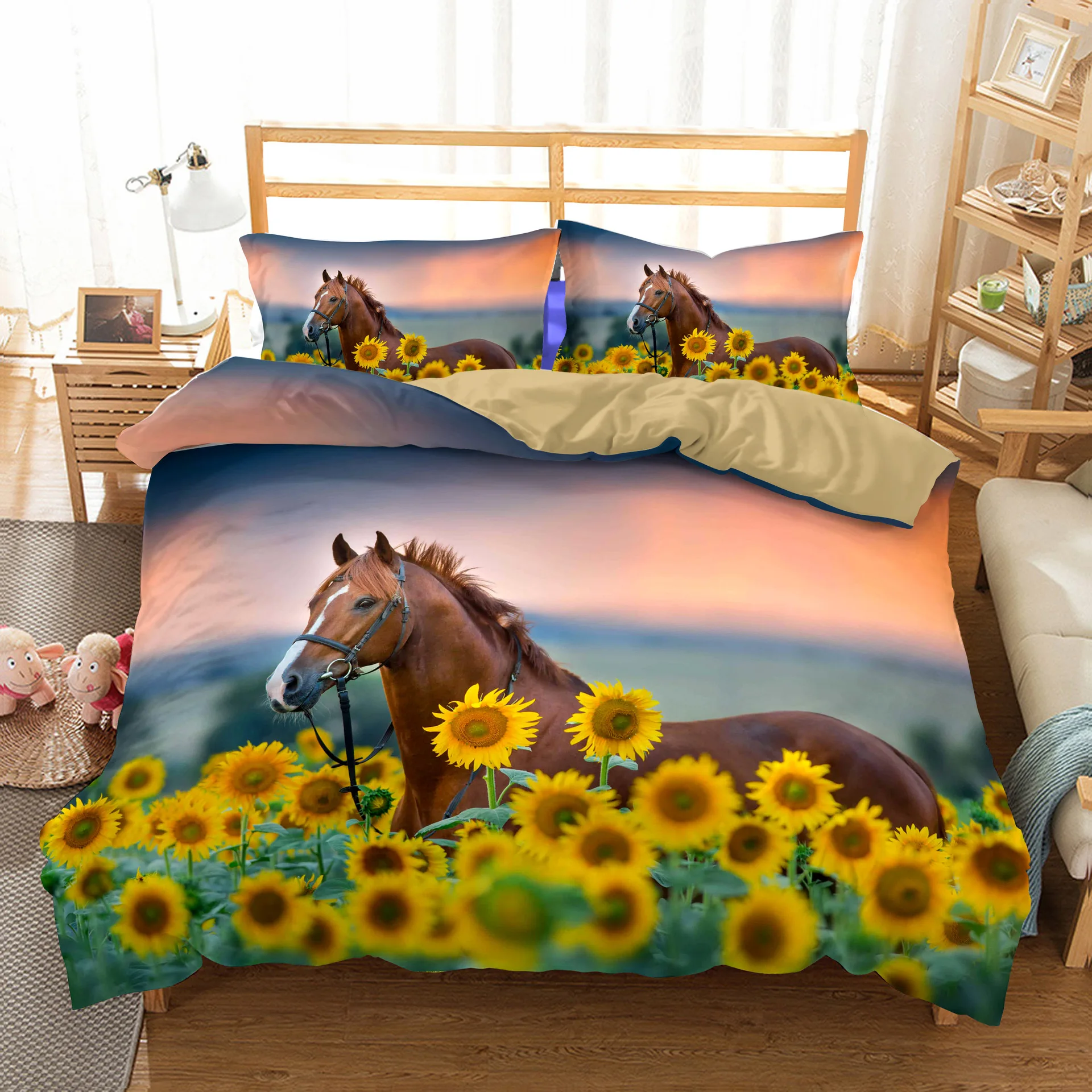 3D Horses and Sunflowers Digital Printing Pattern Bedding Sets Comforter Cover with Pillowcase 2/3 Pcs 11 Size
3D Horses and Sunflowers Digital Printing Pattern Bedding Sets Comforter Cover with Pillowcase 2/3 Pcs 11 Size