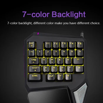 7 Colors LED Backlight Single Hand Professional Gaming Keyboard USB Wired Anti-Ghosting Keypad Game Key
7 Colors LED Backlight Single Hand Professional Gaming Keyboard USB Wired Anti-Ghosting Keypad Game Key