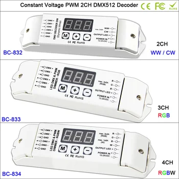 DC12V-24V 2CH 3CH 4CH led CV PWM DMX512/1990 decoder Controller for SMD 5050 WW CW / RGB /RGBW led strip tape lamp
DC12V-24V 2CH 3CH 4CH led CV PWM DMX512/1990 decoder Controller for SMD 5050 WW CW / RGB /RGBW led strip tape lamp