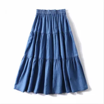 2020 Summer Solid Color Korean Style Women Long Skirts Loose Ruffles Denim Skirts High Elastic Waist Slim Skirts Plus Size M-7XL
2020 Summer Solid Color Korean Style Women Long Skirts Loose Ruffles Denim Skirts High Elastic Waist Slim Skirts Plus Size M-7XL