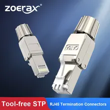 ZoeRax RJ45 Cat6A Cat7 Cat8 Connectors Tool-Free Reusable Ethernet Termination Plugs, Internet Plug, Fast Field Installation ZoeRax RJ45 Cat6A Cat7 Cat8 Connectors Tool-Free Reusable Ethernet Termination Plugs, Internet Plug, Fast Field Installation