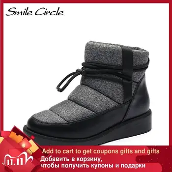 Smile Circle Snow boots Women Winter Shoes Thick Flat platform Boots Warm plush Comfortable round toe Ladies Shoes 2020
Smile Circle Snow boots Women Winter Shoes Thick Flat platform Boots Warm plush Comfortable round toe Ladies Shoes 2020
