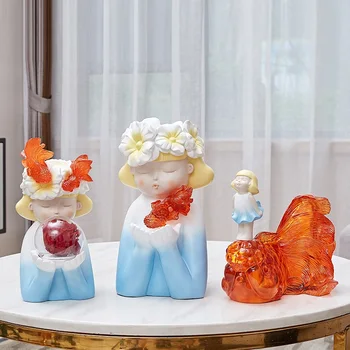 SIMPLE AND MODERN CREATIVE CUTE GIRLS ART SCULPTURE JANE GOLDFISH FIGURINE RESIN CRAFTS DECORATIONS FOR HOME WEDDING GIFT R3575
SIMPLE AND MODERN CREATIVE CUTE GIRLS ART SCULPTURE JANE GOLDFISH FIGURINE RESIN CRAFTS DECORATIONS FOR HOME WEDDING GIFT R3575