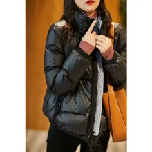 Korean Style Cotton-padded Jacket Women Shiny Down Padded Jacket Loose Stand-up Collar Thick Casual Jacket Parkas OL Winter New 
Korean Style Cotton-padded Jacket Women Shiny Down Padded Jacket Loose Stand-up Collar Thick Casual Jacket Parkas OL Winter New