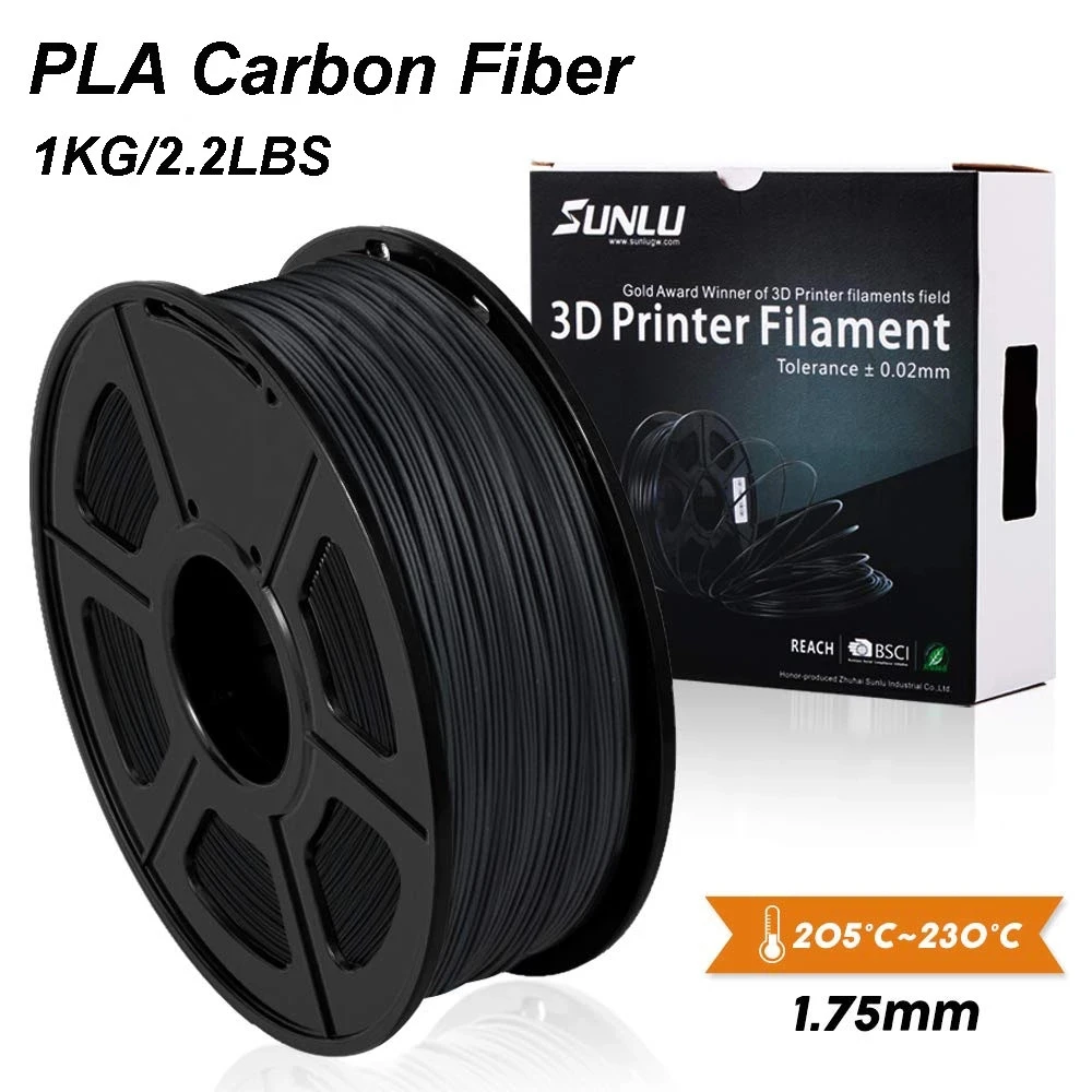 SUNLU PLA Carbon Fiber 3D Printer Filament Dimensional Accuracy 1.75mm+/-0.02mm 1KG (2.2 lb) Spool Black
SUNLU PLA Carbon Fiber 3D Printer Filament Dimensional Accuracy 1.75mm+/-0.02mm 1KG (2.2 lb) Spool Black