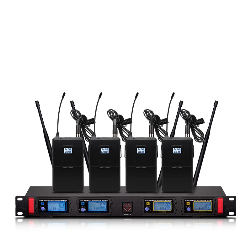 Professional wireless microphone UHF 4 channel fixed frequency dynamic display lavalier microphone speech stage performance
Professional wireless microphone UHF 4 channel fixed frequency dynamic display lavalier microphone speech stage performance