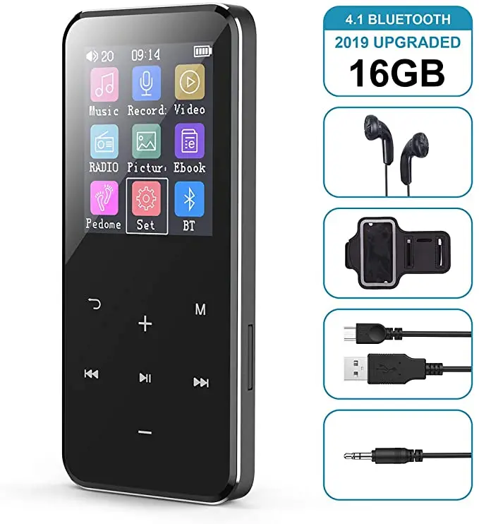 MP3 Player with Bluetooth 4.1, 16GB Music Player Portable Lossless Sound Bluetooth mp3 Player with FM Radio Voice Recorder Touch
MP3 Player with Bluetooth 4.1, 16GB Music Player Portable Lossless Sound Bluetooth mp3 Player with FM Radio Voice Recorder Touch
