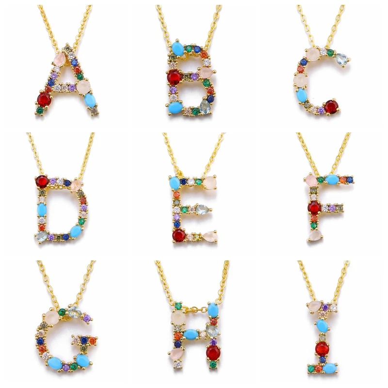 Women's Fashion Charm Gold 26 Alphabet Pendant Necklaces Multicolor Zircon Initial Letter Necklaces Couple Name Necklace
Women's Fashion Charm Gold 26 Alphabet Pendant Necklaces Multicolor Zircon Initial Letter Necklaces Couple Name Necklace