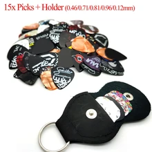 

15pcs Classic Guitar Picks Plectrum 1Pick Holder Clip Key Chain Leather 0.46/0.71/0.81/0.96/0.12mm Premium Quality Celluloid