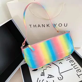 INS Style Women Shoulder Bags Rainbow Color PU Leather Tote Bag Ladies Vintage Fashion Baguette Handbag Clutch Zipper Closure
INS Style Women Shoulder Bags Rainbow Color PU Leather Tote Bag Ladies Vintage Fashion Baguette Handbag Clutch Zipper Closure