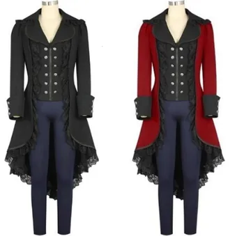 

Middle Ages Steam Punk Style Female Pirates Halloween Cosplay Costumes Victorian Gothic Medieval Jacket Lace Woman Tuxedo