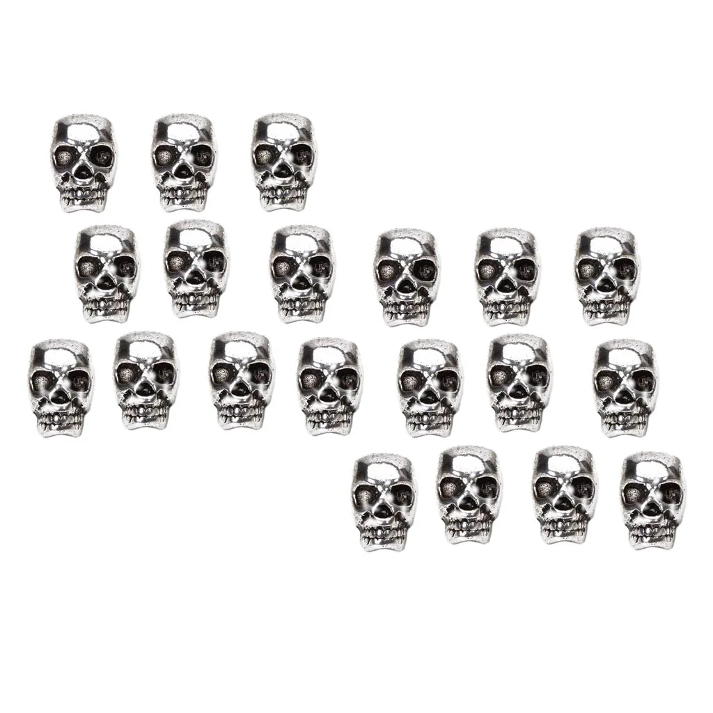 20pcs Tibetan silver color Skull Charm Spacer Beads For Bracelet Jewelry Making