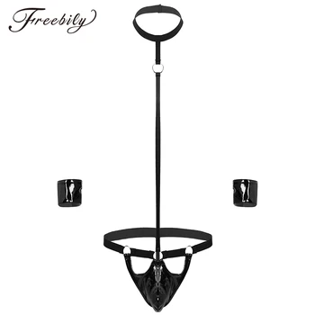Mens One-piece Wet Look Patent Leather Halter Neck Bulge Pouch T-back Leotard G-string Underwear Bodysuit with Cuffs
Mens One-piece Wet Look Patent Leather Halter Neck Bulge Pouch T-back Leotard G-string Underwear Bodysuit with Cuffs