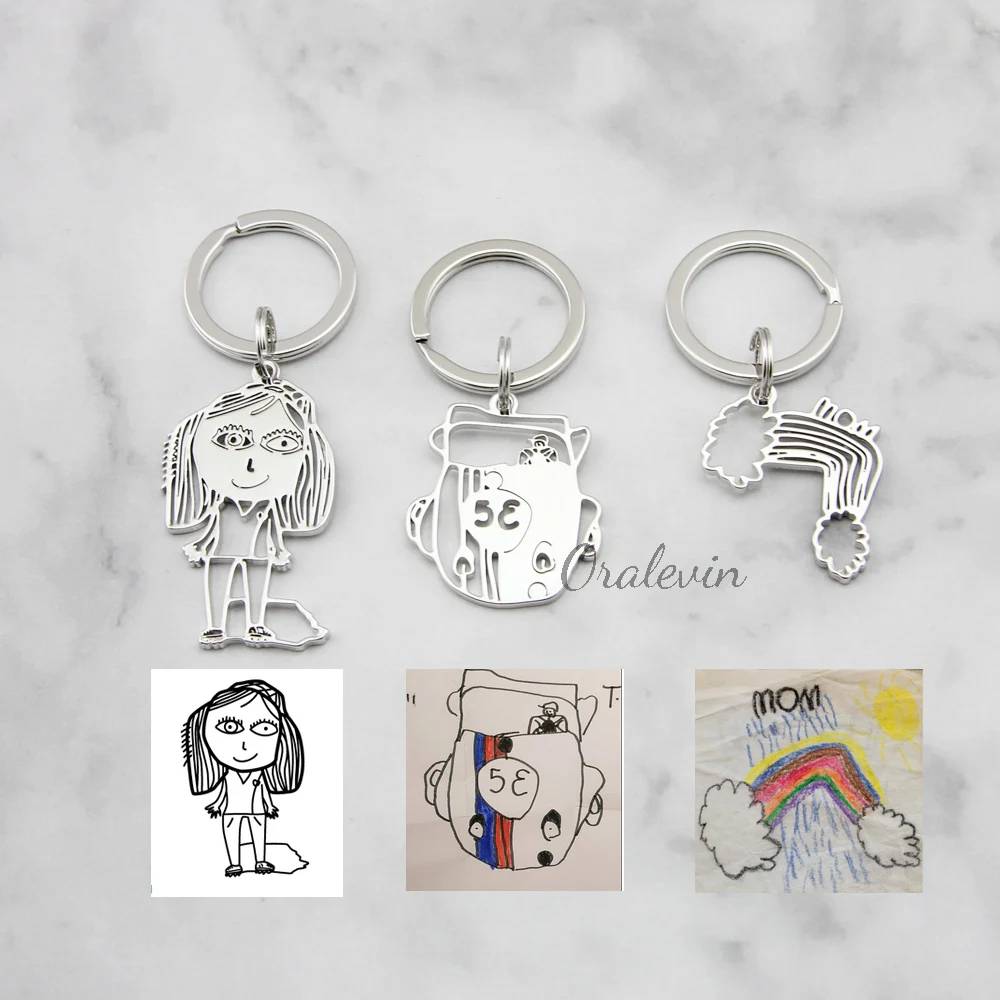 Customized Children's Drawing Keychain Kid's Art Child Artwork Personalized Keyring Custom Name Jewelry Christmas GIFT for Kids
Customized Children's Drawing Keychain Kid's Art Child Artwork Personalized Keyring Custom Name Jewelry Christmas GIFT for Kids