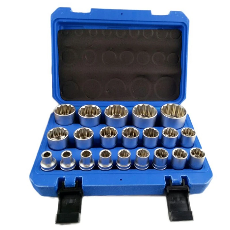 21 Pieces of Twelve-Angle Gear Lock Big Fly 1/2 Sleeve Set of Chrome Vanadium Steel
21 Pieces of Twelve-Angle Gear Lock Big Fly 1/2 Sleeve Set of Chrome Vanadium Steel