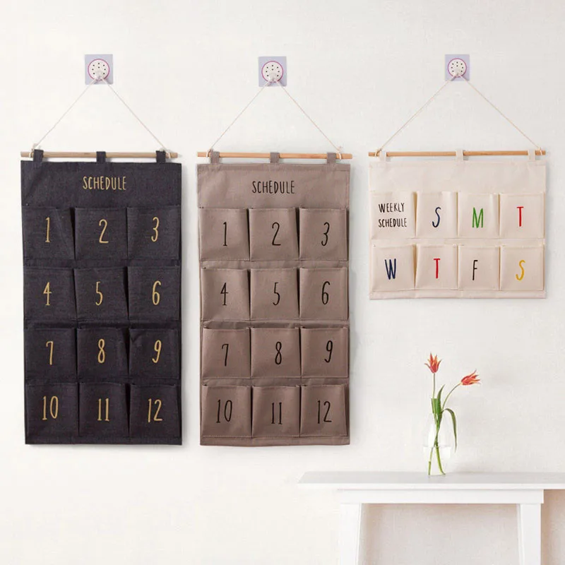 

8/12 Pockets Cute Wall Mounted Storage Bag Closet Organizer Behind Door Clothes Sundries Hanging Storage Bag Children Room Pouch