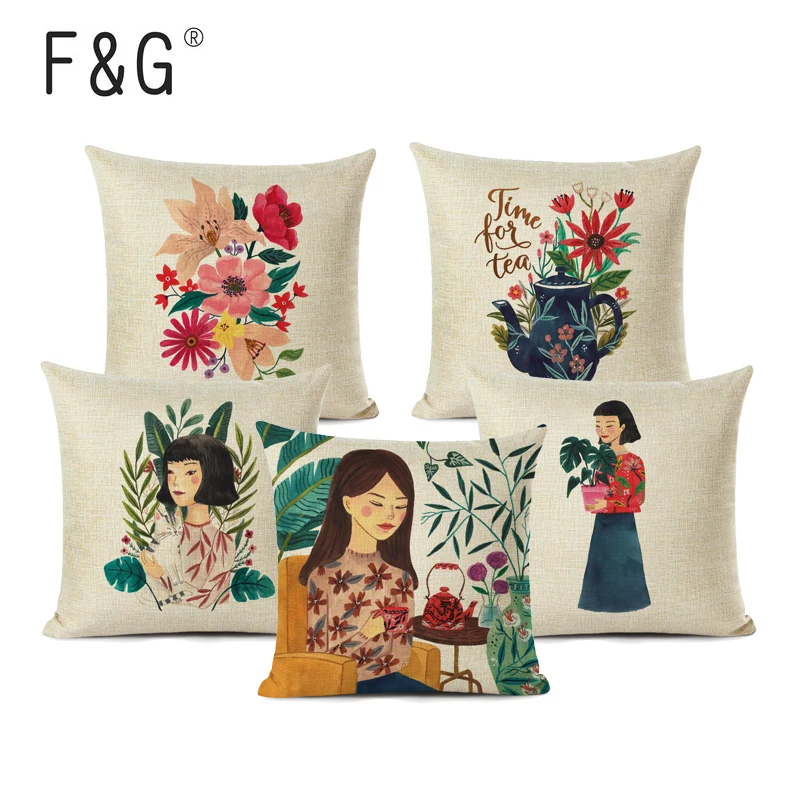 Beautiful Girl Cushion Cover Watercolor Plant Print Linen Decorative Pillowcase Throw Pillow for Sofa Home Decor
Beautiful Girl Cushion Cover Watercolor Plant Print Linen Decorative Pillowcase Throw Pillow for Sofa Home Decor