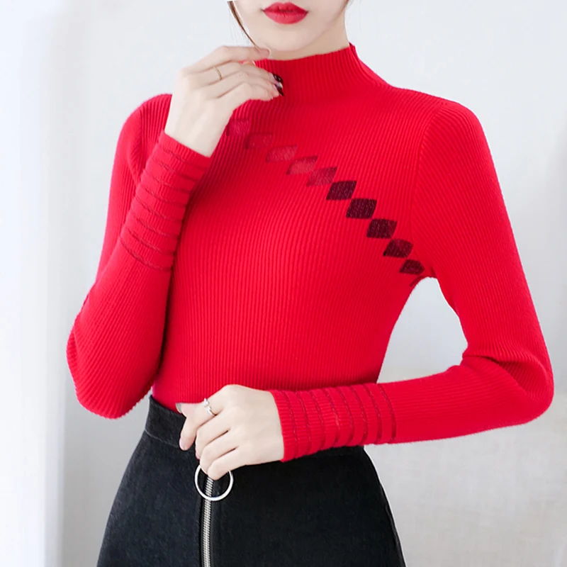 Sweater Women's Turtleneck Sexy Hollow Knitted Pullover Femme 2019 Autumn Winter Solid Sweaters Slim Elastic Pull Knitwear Tops
Sweater Women's Turtleneck Sexy Hollow Knitted Pullover Femme 2019 Autumn Winter Solid Sweaters Slim Elastic Pull Knitwear Tops