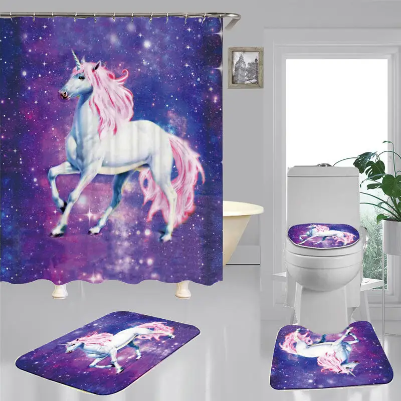 Cartoon Purple Unicorn Polyester Fabric Shower Curtain Non-Slip Bath Mat Toilet Cover Rugs Home Bathroom Decor Set
Cartoon Purple Unicorn Polyester Fabric Shower Curtain Non-Slip Bath Mat Toilet Cover Rugs Home Bathroom Decor Set