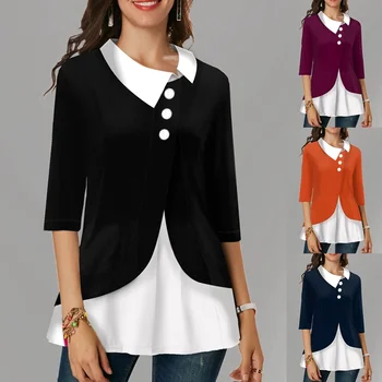 Wipalo Autumn Winter S-5XL Plus Size Women T-Shirts New Lapel Three Quarter Sleeve Clash Color Irregular Patchwork Pullover Tops
Wipalo Autumn Winter S-5XL Plus Size Women T-Shirts New Lapel Three Quarter Sleeve Clash Color Irregular Patchwork Pullover Tops