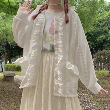 Japanese Autumn New Preppy Style Sweet Coat Girl Kawaii Ruffles Corduroy Lantern Sleeve Single Breasted Loose Cardigan Coats Y2k
Japanese Autumn New Preppy Style Sweet Coat Girl Kawaii Ruffles Corduroy Lantern Sleeve Single Breasted Loose Cardigan Coats Y2k