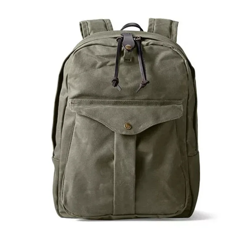 Canvas & Leather Backpack Purse Grey Black Brown