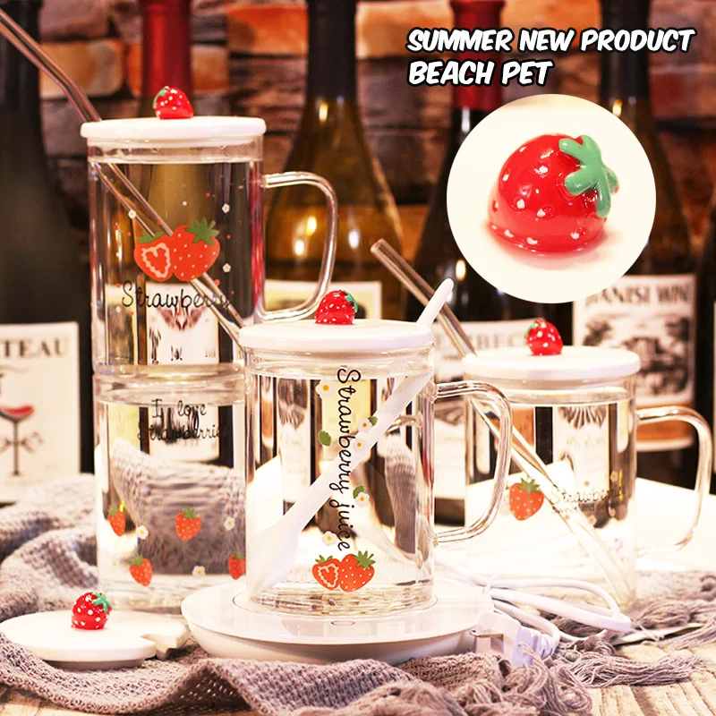 Transparent Coffee Mugs Cocktail Glass Heat-Resisting Strawberry Pattern Juice Water Drinking Tea Cup Milk With Straw Lid Gift
Transparent Coffee Mugs Cocktail Glass Heat-Resisting Strawberry Pattern Juice Water Drinking Tea Cup Milk With Straw Lid Gift