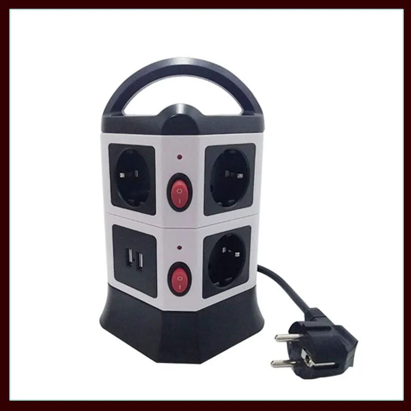Power strip Surge Protector Vertical type Extension Socket 7AC EU Outlet Plug 1.8M Power Cord 2USB Port Multiple Socket
Power strip Surge Protector Vertical type Extension Socket 7AC EU Outlet Plug 1.8M Power Cord 2USB Port Multiple Socket