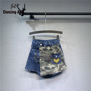 Woman High Waist A-line Jeans Skirts Shorts Vintage Pocket-Patchwork Single Breasted Loose Cotton Denim Skirt Shorts 2020 Spring
Woman High Waist A-line Jeans Skirts Shorts Vintage Pocket-Patchwork Single Breasted Loose Cotton Denim Skirt Shorts 2020 Spring