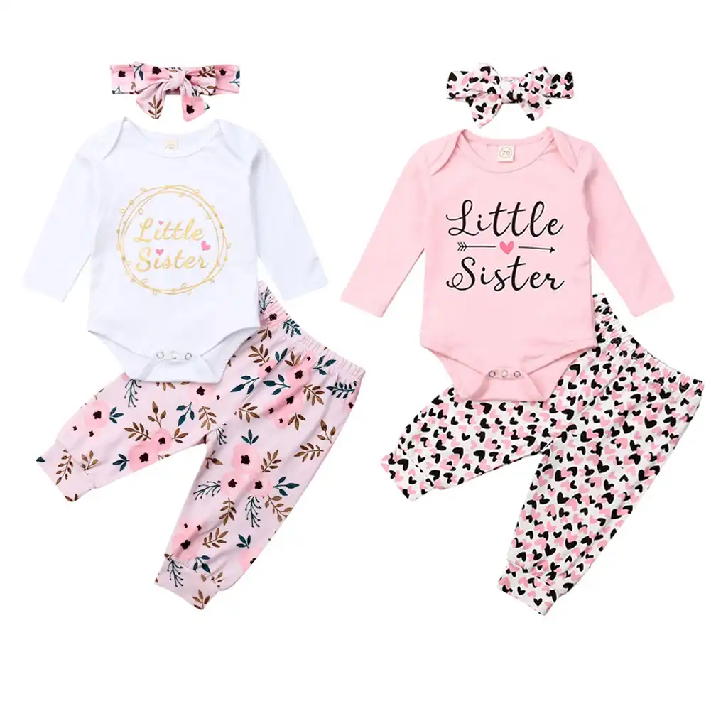 3pcs newborn infant baby girl outfits clothes romper bodysuit