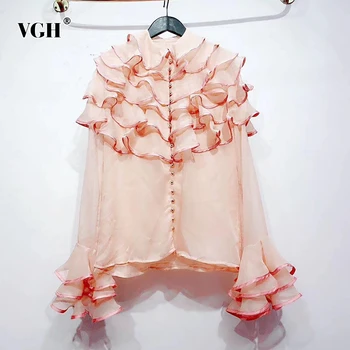 VGH Elegant Chiffon Patchwork Ruffles Shirts Women Lapel Collar Flare Long Sleeve Blouses Female Fashion Clothes 2020 Summer New
VGH Elegant Chiffon Patchwork Ruffles Shirts Women Lapel Collar Flare Long Sleeve Blouses Female Fashion Clothes 2020 Summer New